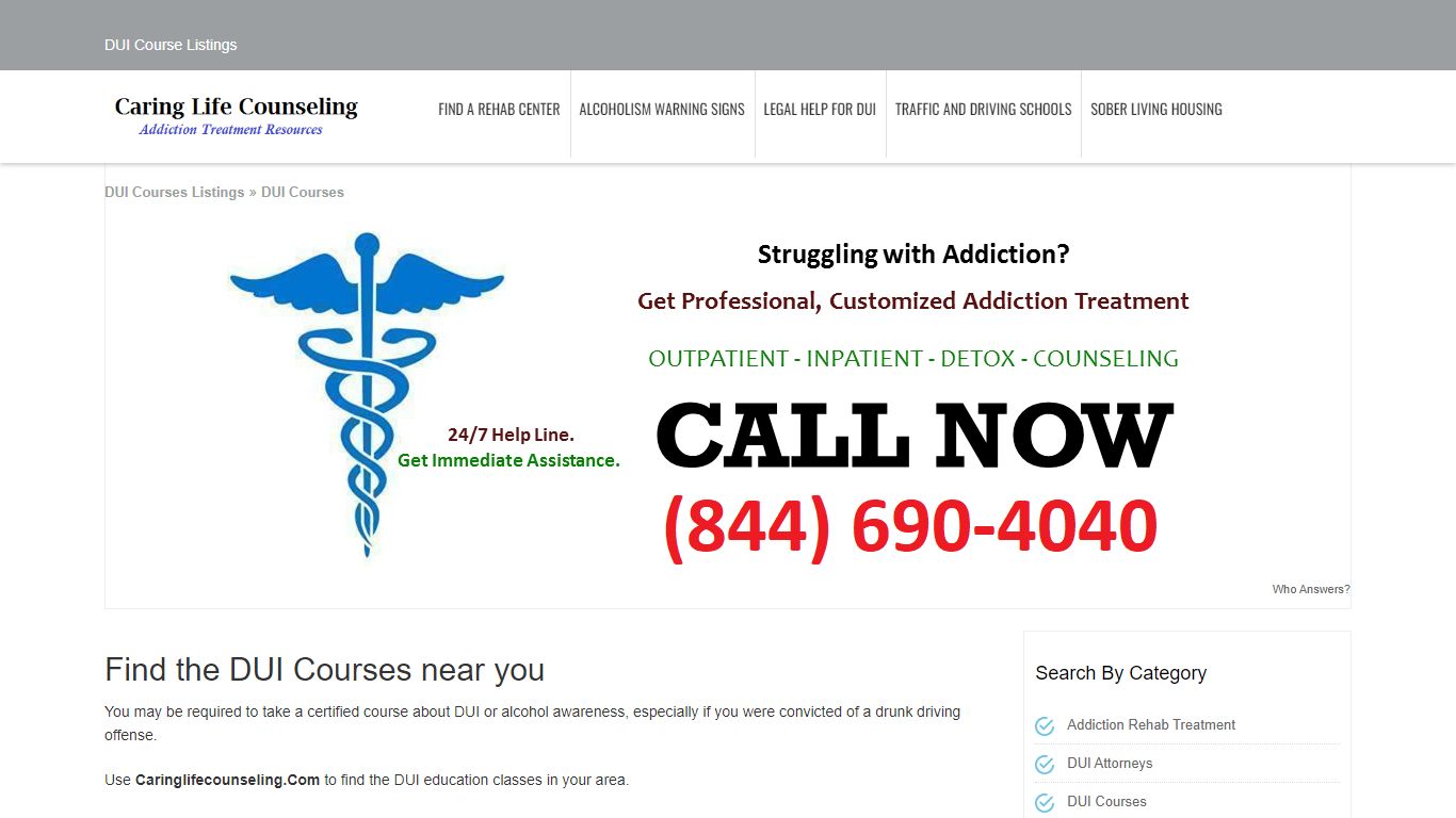DUI Course Listings - Caringlifecounseling.Com